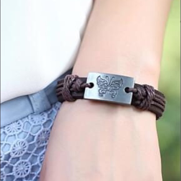 3 Leather Bracelets Bangles Vintage Butterfly - Picture 1 of 2